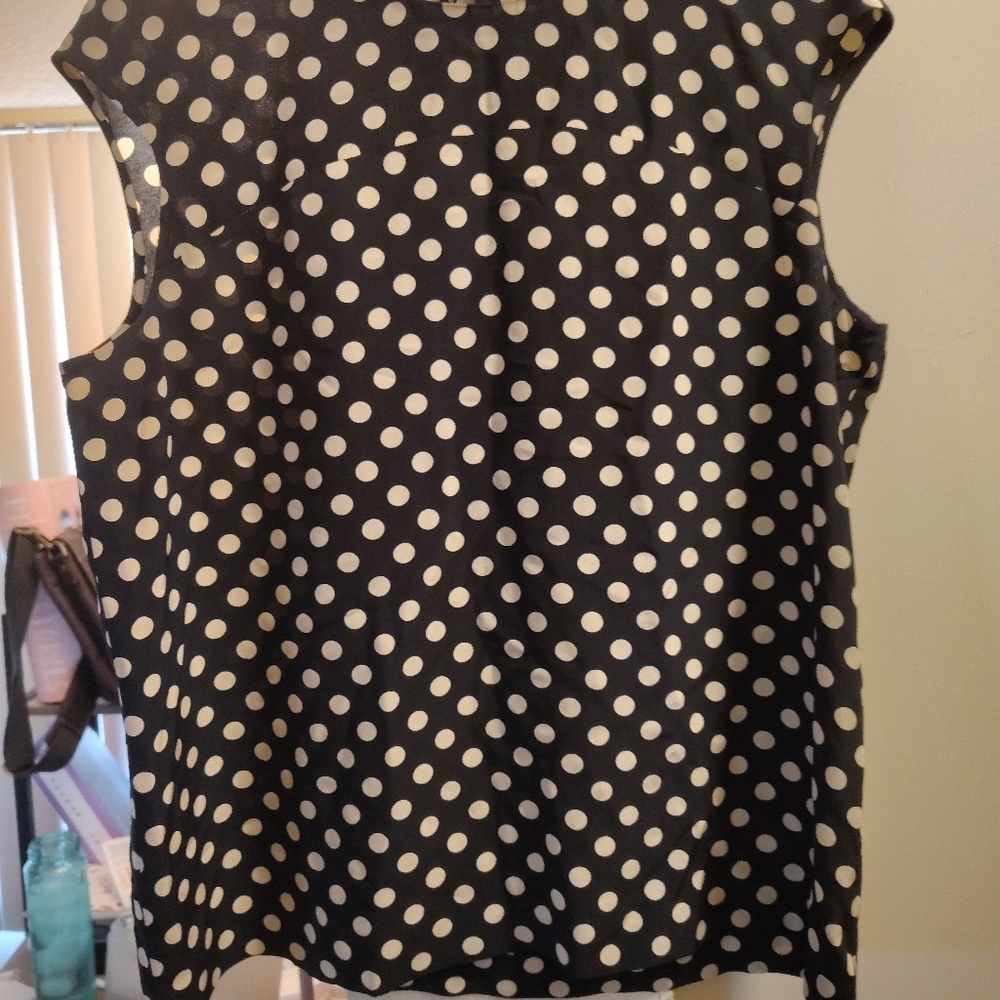 Dark blue almost black tank with tan polka dots dress shirt Kate Spade size XL - Picture 3 of 6